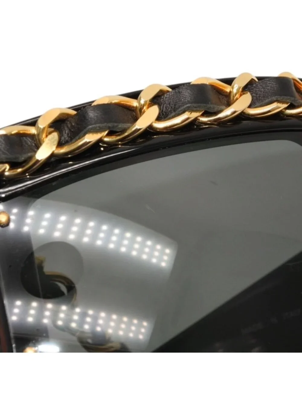 Chanel Chain Sunglasses Eyewear CC Logo Black Gold Vintage